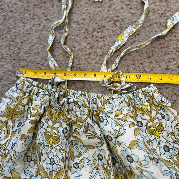 Made in Italy Colorful Floral 100% Linen Ruffle Adjustable Tie Strap Beach Top M - Picture 7 of 10